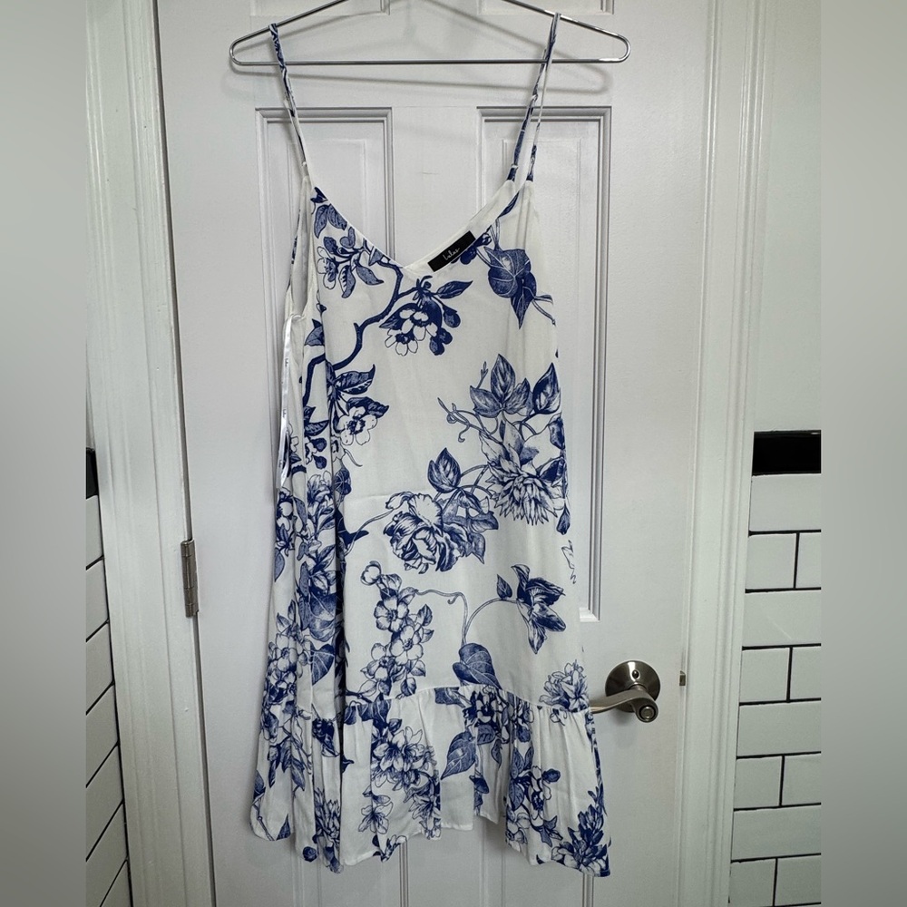 Lulu's Blue and White Floral Dress
